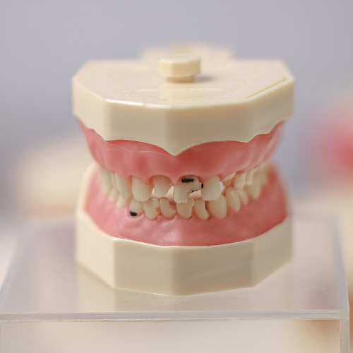 Manequim de Materiais Dentários Orais com arcada superior e inferior em oclusão
